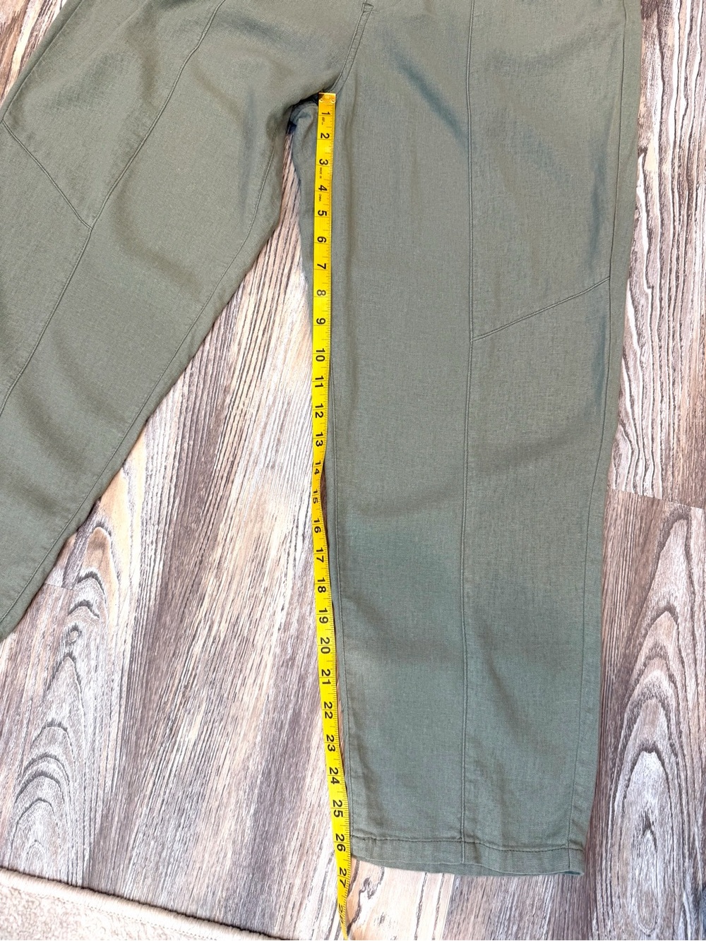 Risen Linen Blend Light Oilive Green Paperbag Drawstring Pants Size Large - Picture 9 of 11